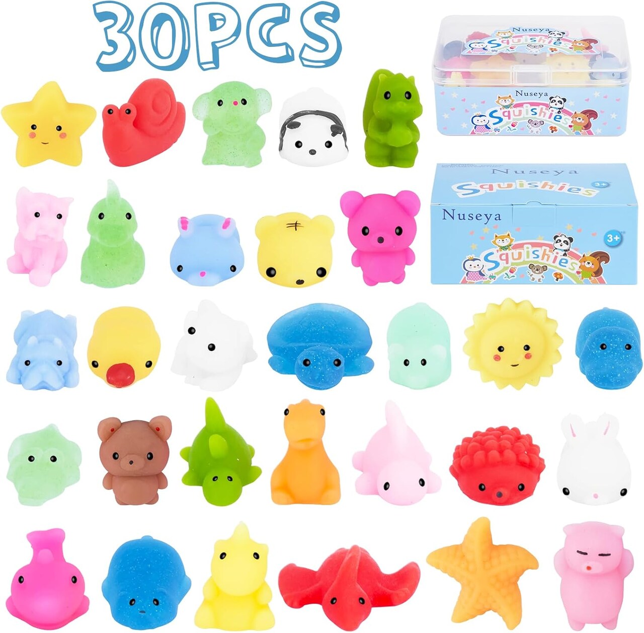 30-Pack Mochi Squishy Toys – No Duplicates, Kawaii Mini Fidget & Sensory Stress Relief Toys for Kids, Party Favors, Birthday Gifts, Classroom Prizes & Goodie Bag Fillers